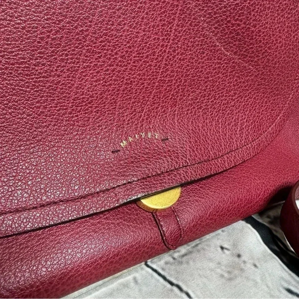 MAIYET Maroon Leather Messenger Bag w/ Gold Hardware Detachable Crossbody Purse - Picture 13 of 14